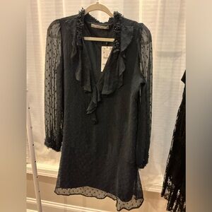 ZARA | PLUMETIS DRESS WITH BOW NECKLINE | S | EUC